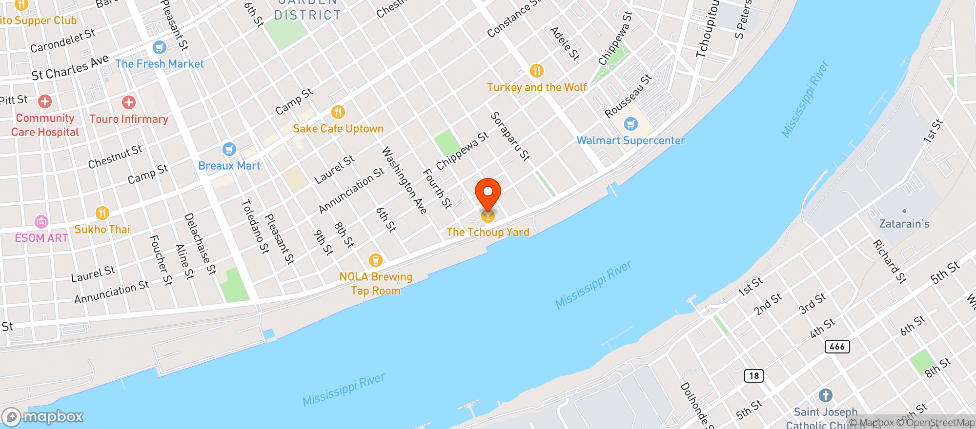 Map showing The Tchoupitoulas Yard