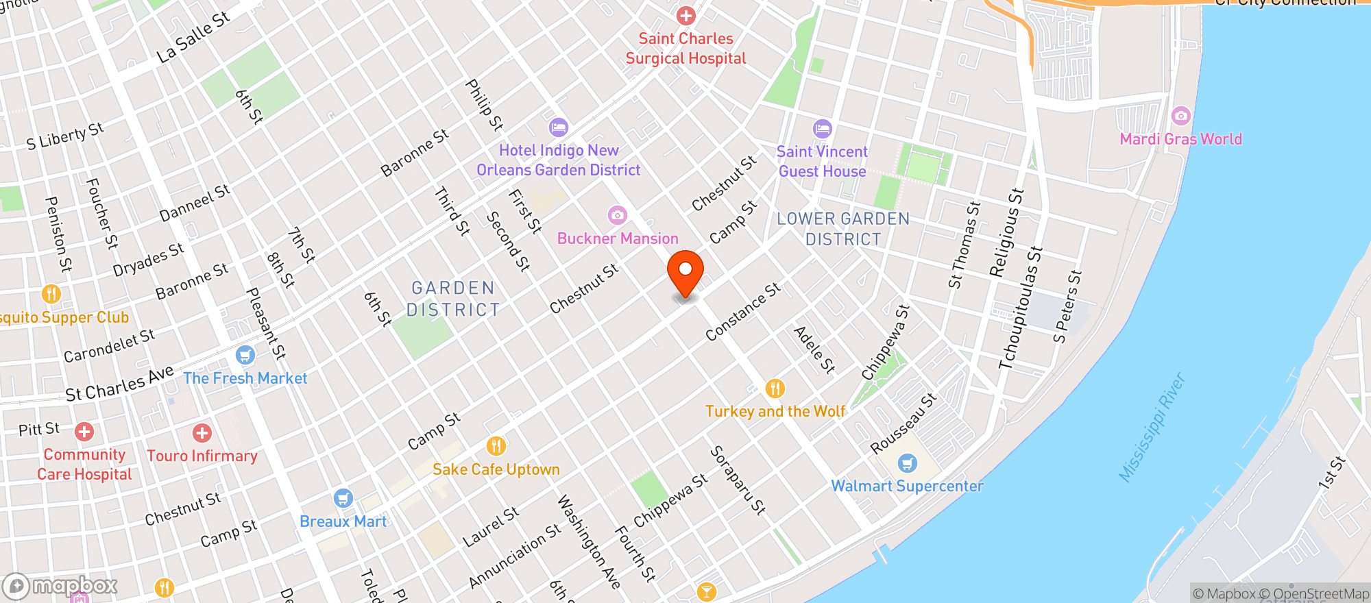 Map showing Steins Market & Deli