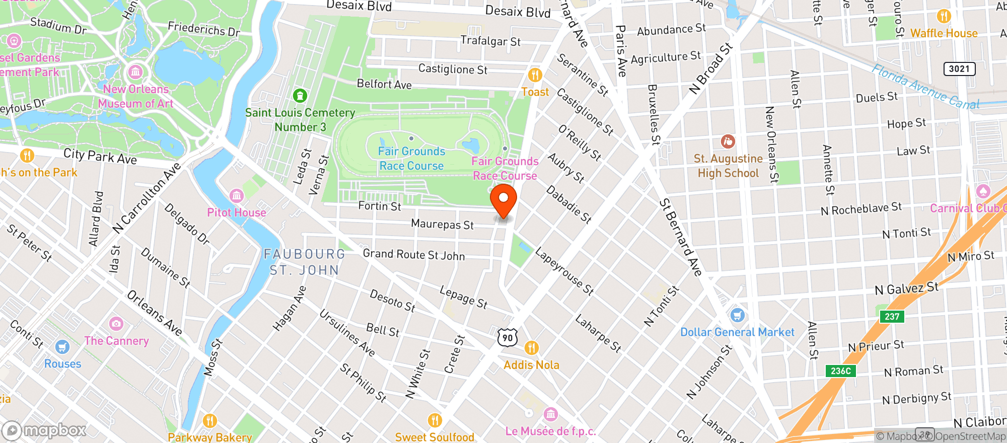 Map showing Gentilly Market