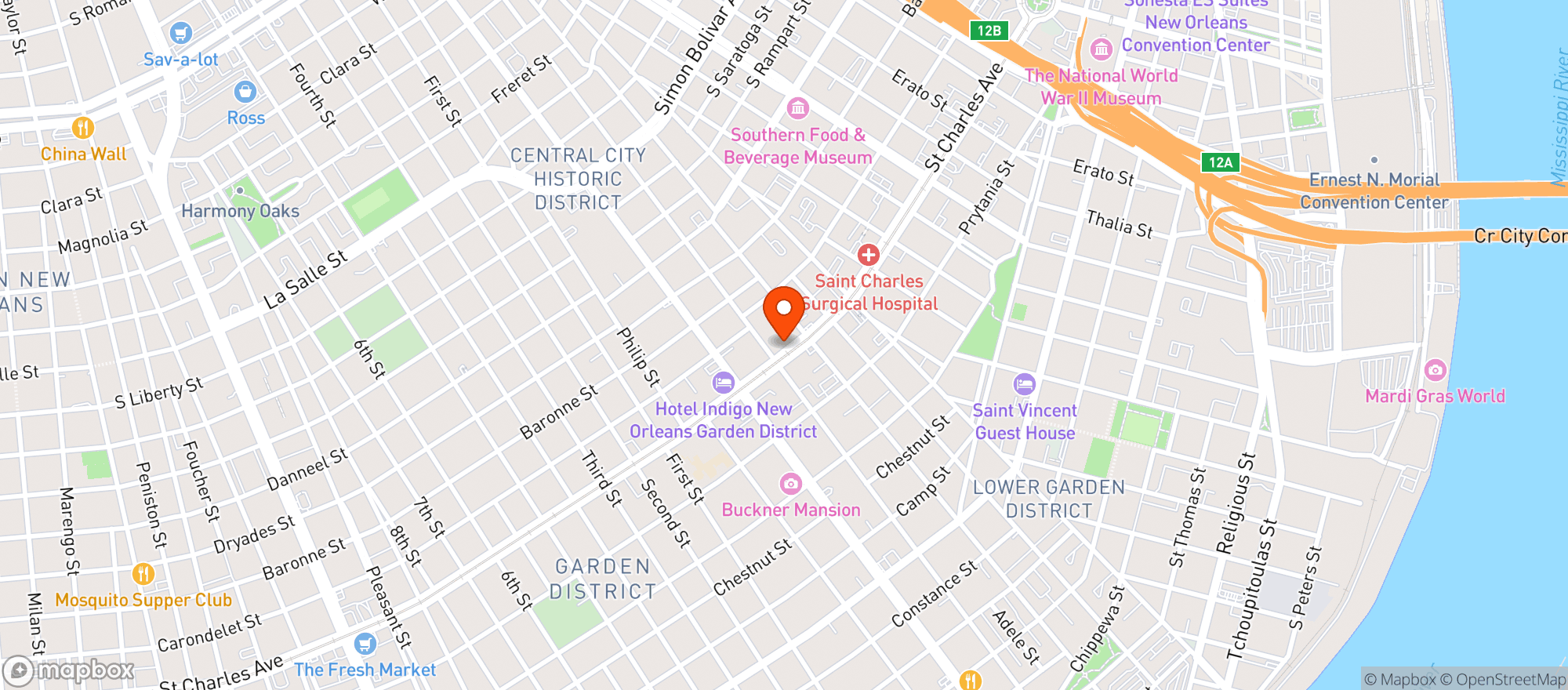 Map showing Chucks On The Avenue