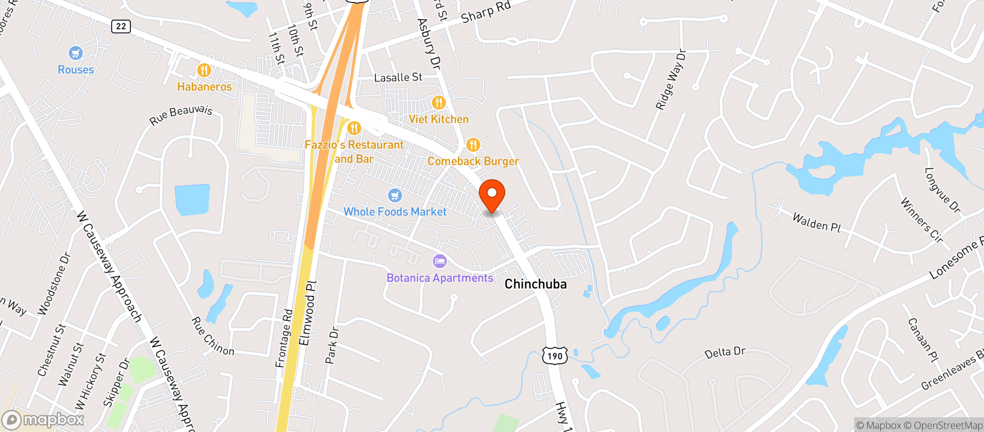 Map showing El Paso Mexican Grill