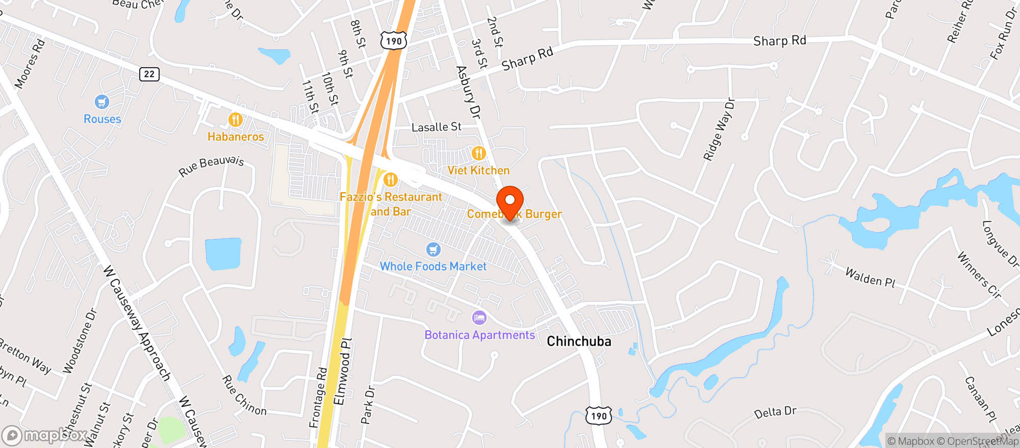 Map showing Chuy Mexican Bistro & Cantina