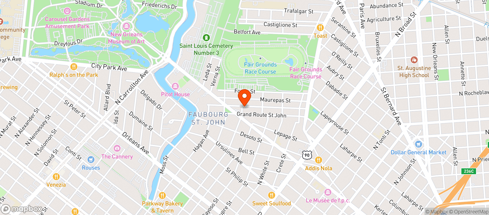 Map showing Liuzza Restaurant & Bar