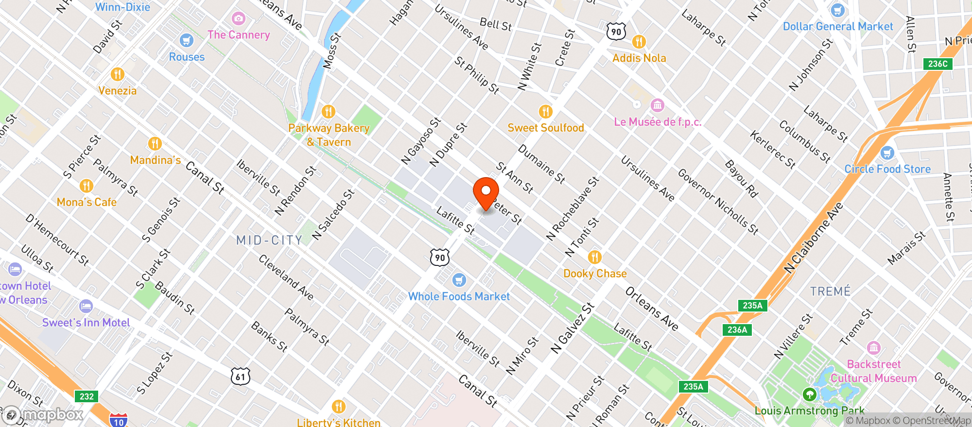 Map showing The Broad Theater