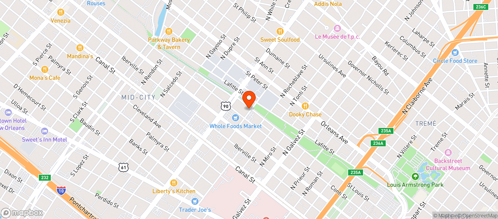 Map showing Flour Moon Bagels