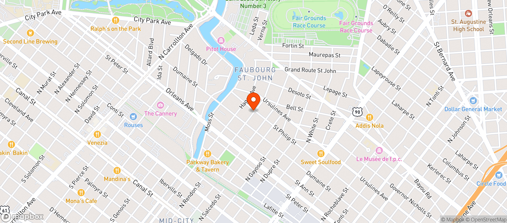 Map showing Pals Lounge