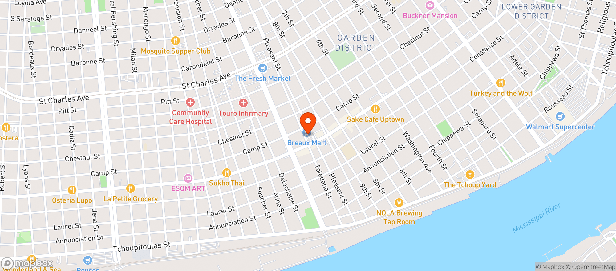 Map showing Breaux Mart #7