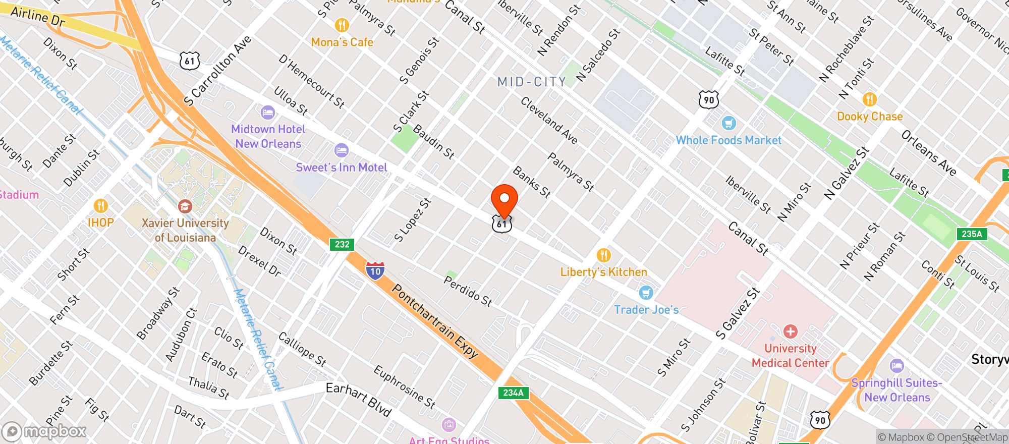 Map showing Tia Maria's Restaurant