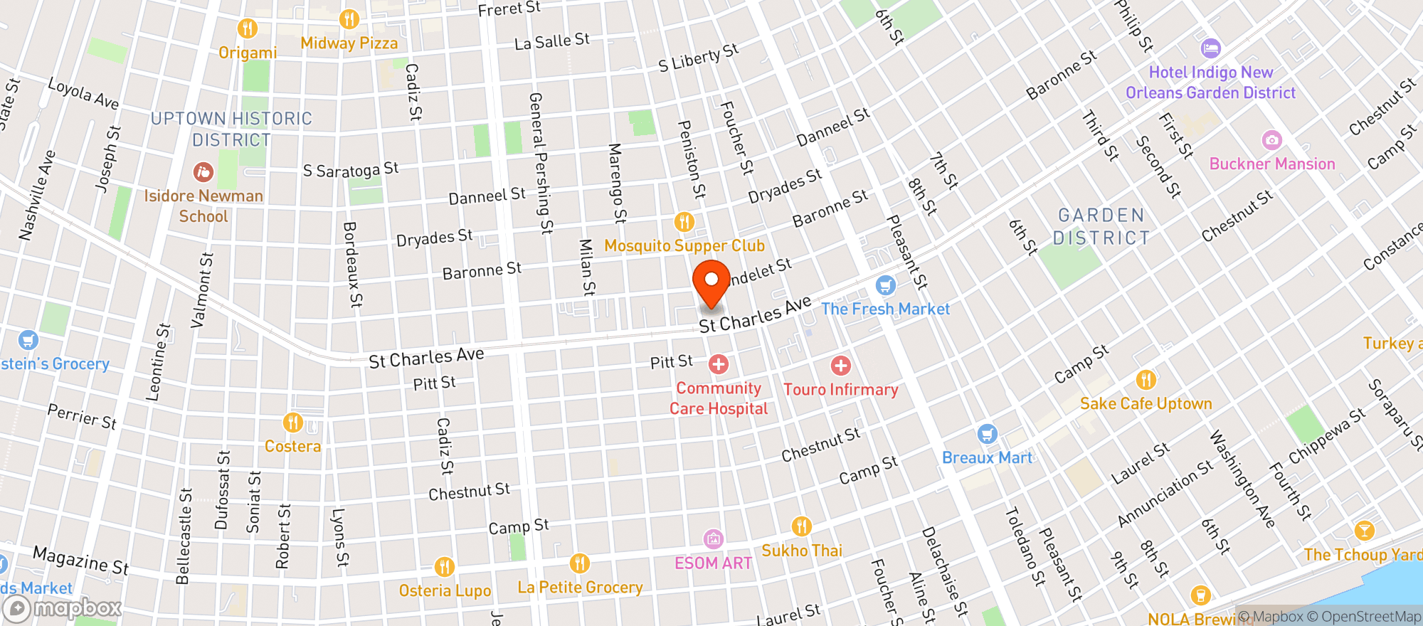 Map showing Columns Hotel