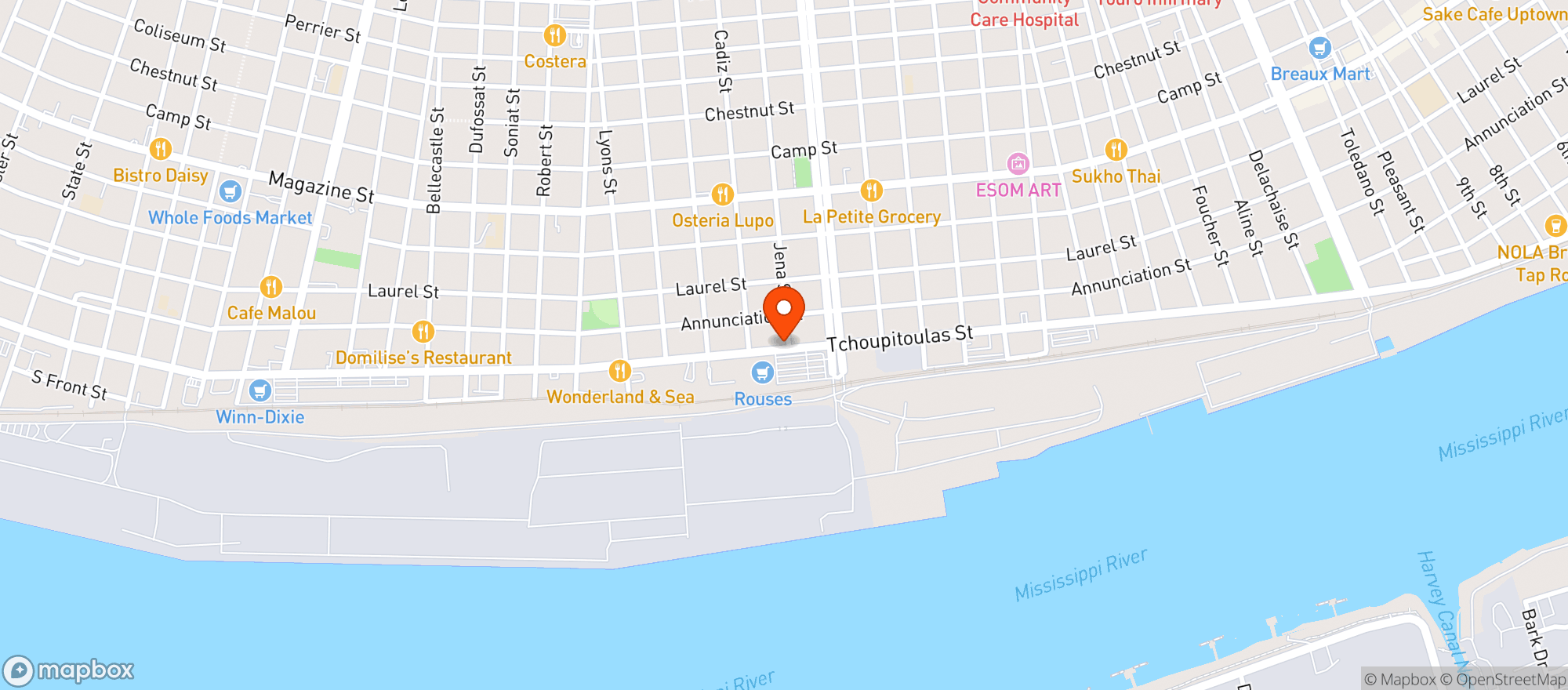 Map showing Rouses 26 Tchoup. Str