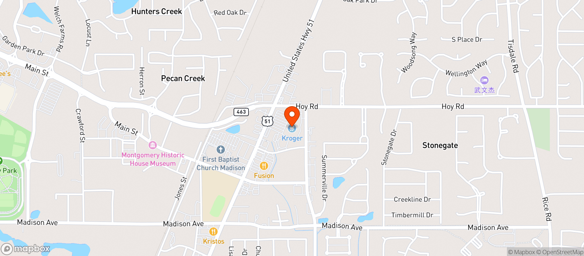 Map showing Kroger
