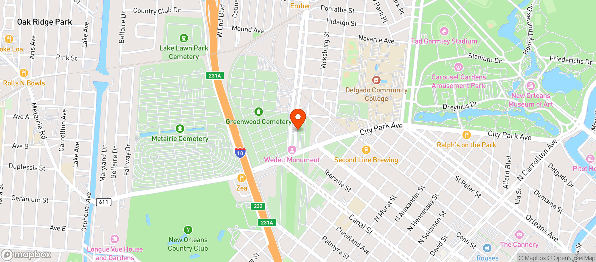 Map showing Bulldog Bar & Grill