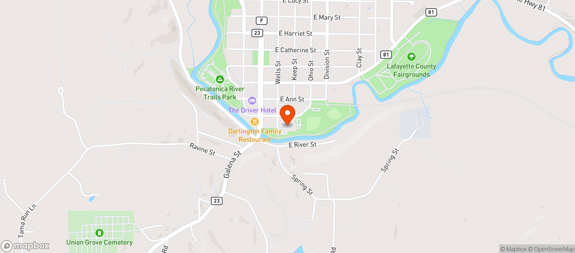 Map showing Piggly Wiggly-Darlington
