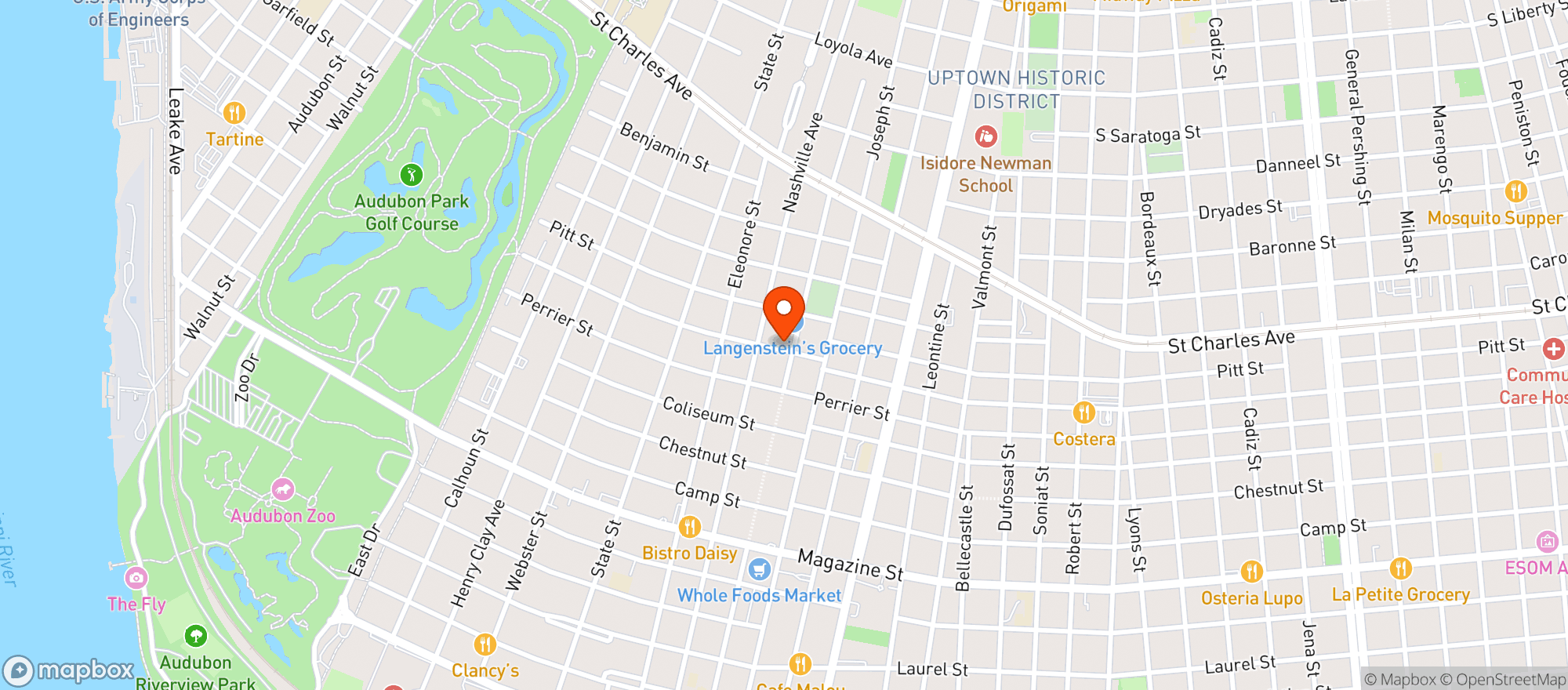 Map showing Prytania Wine & Spirits