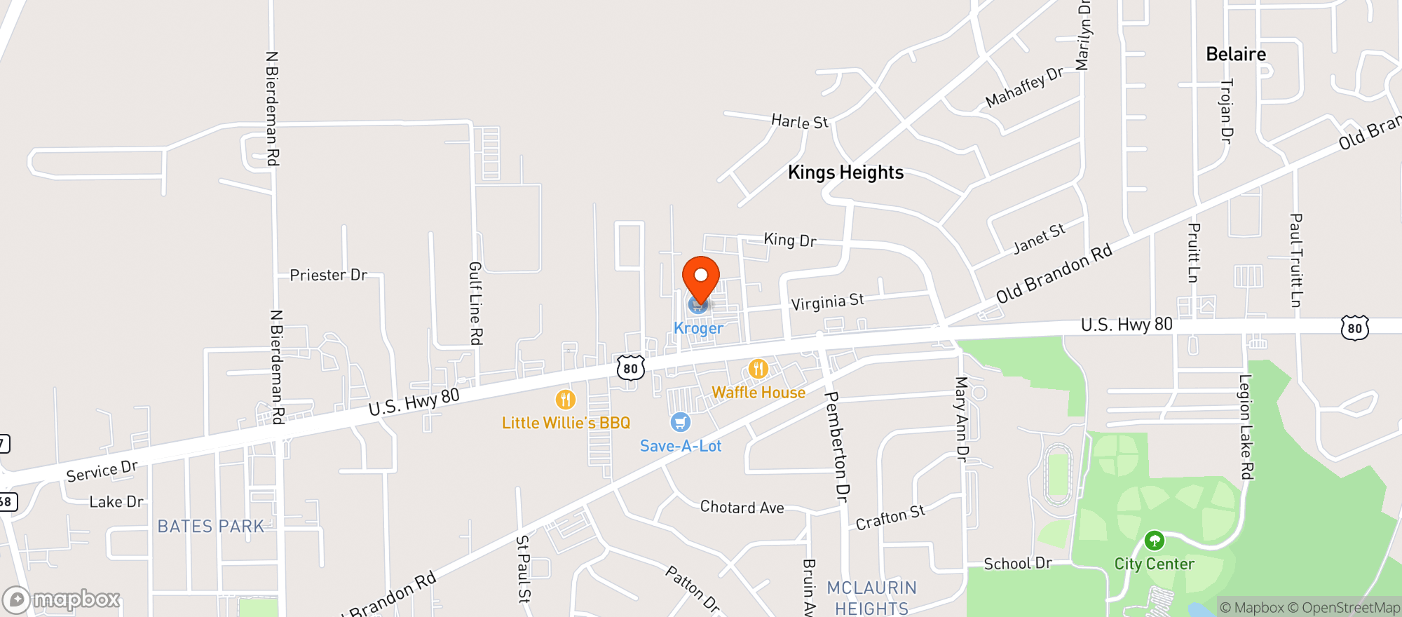 Map showing Kroger