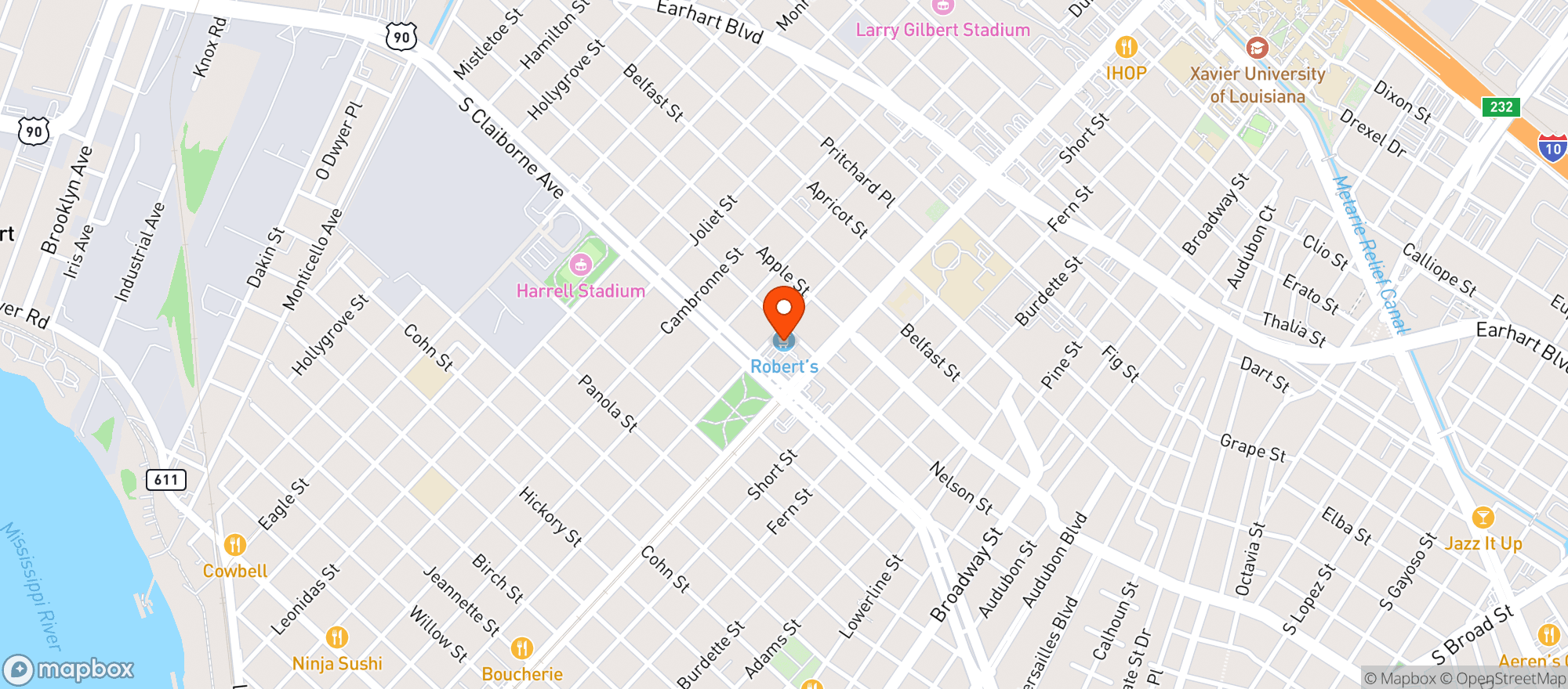 Map showing Robert Fresh Market
