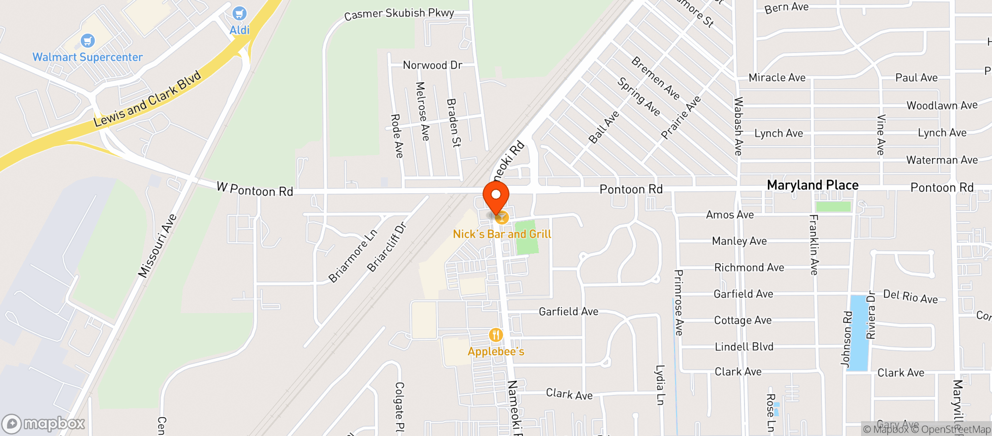Map showing Nicks Bar & Grill