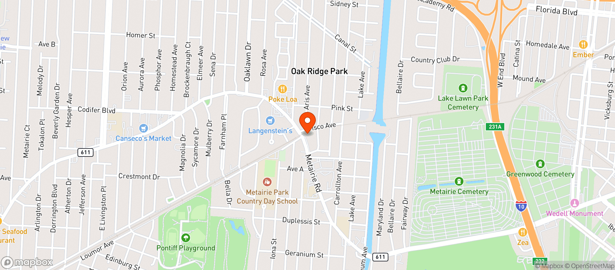 Map showing Winstons Pub & Patio
