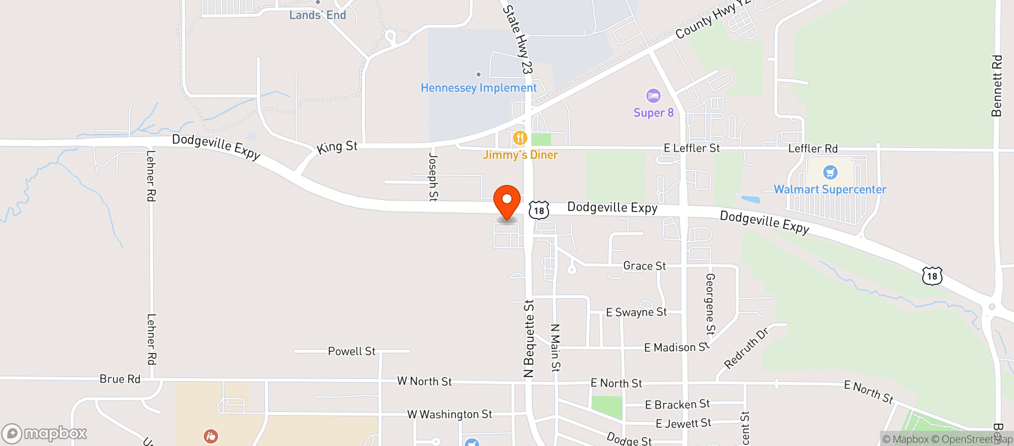 Map showing Kwik Trip