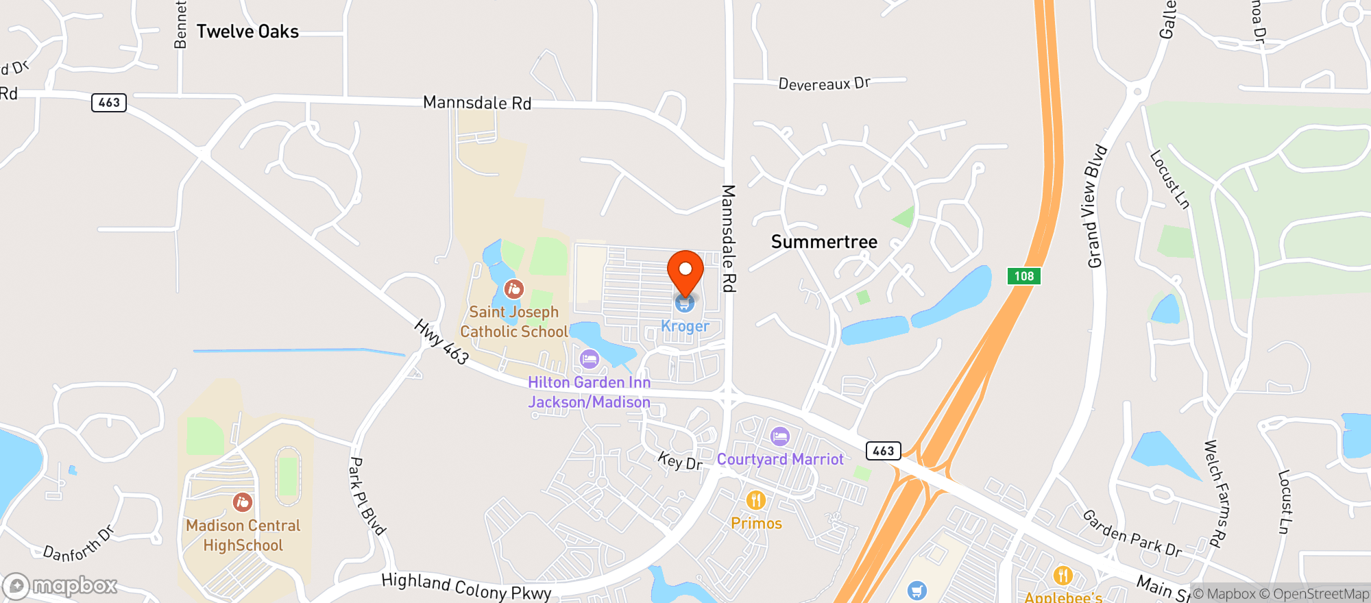 Map showing Kroger