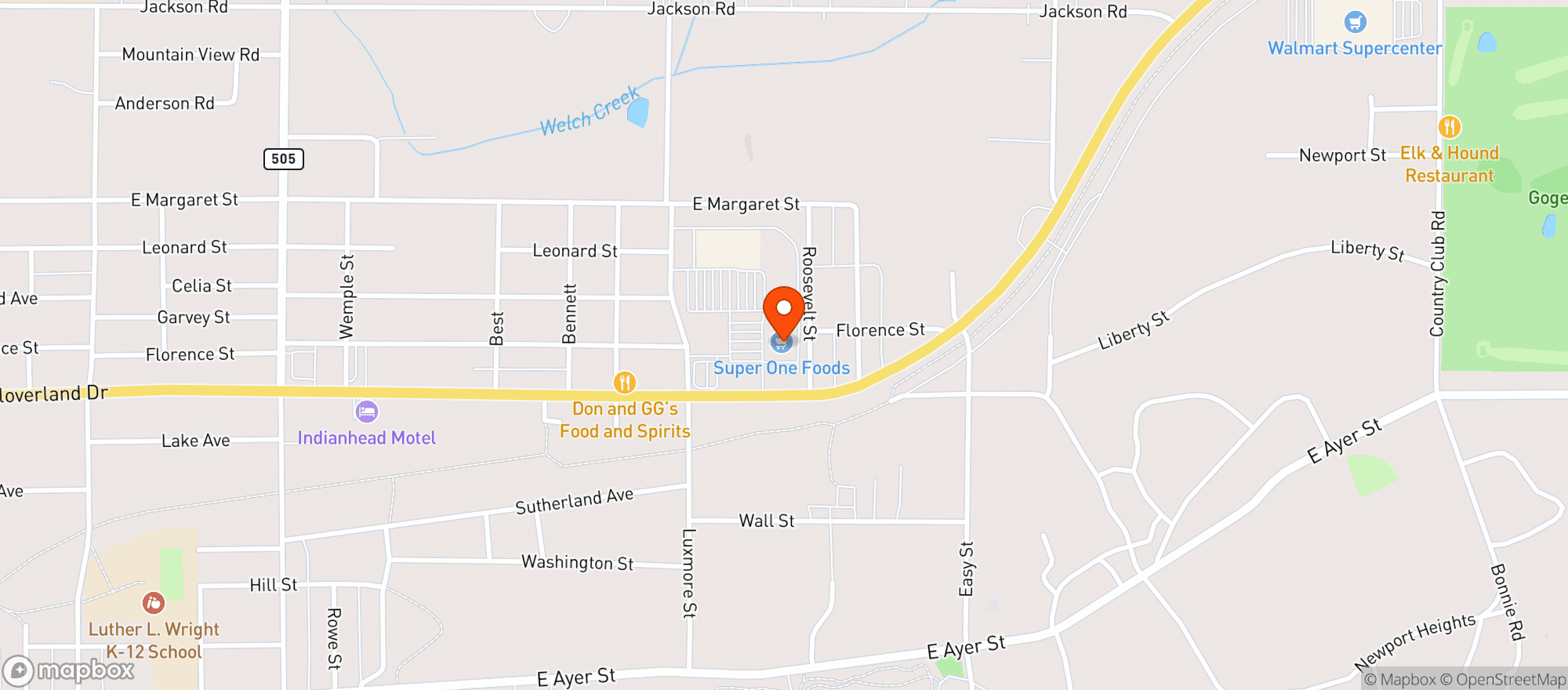 Map showing Super One