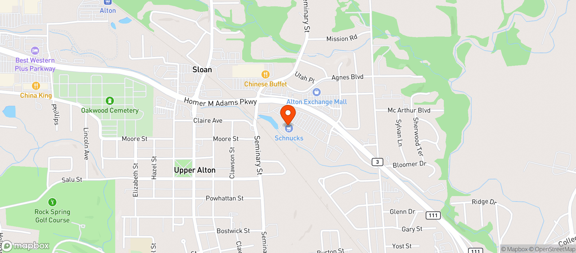 Map showing Schnucks #146 - Alton