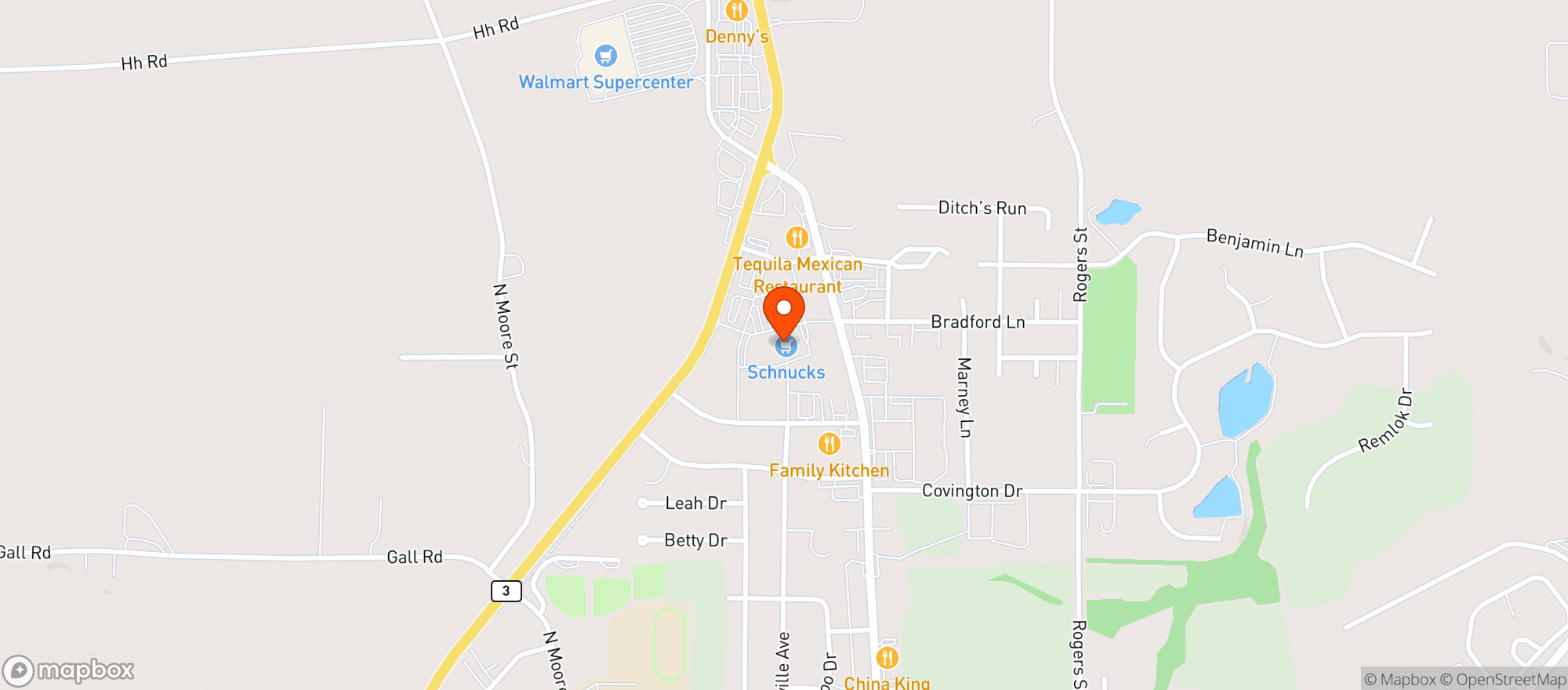 Map showing Schnucks #243 - Waterloo