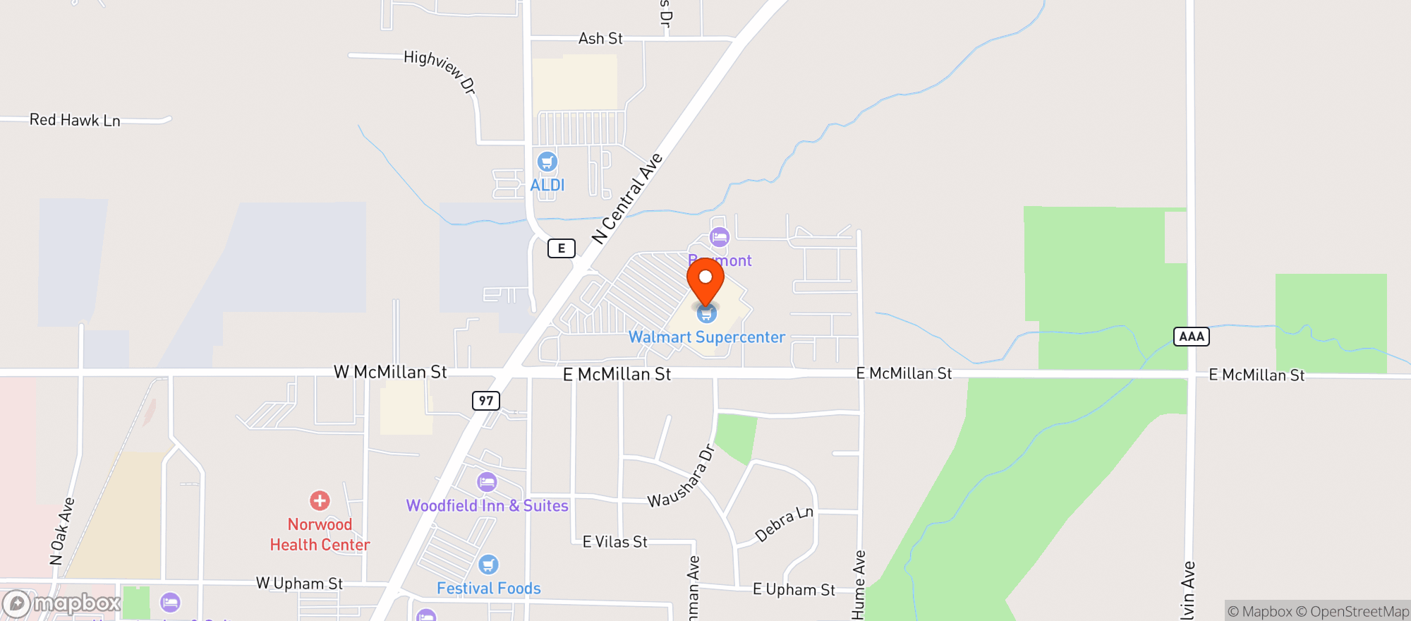 Map showing Walmart Supercenter