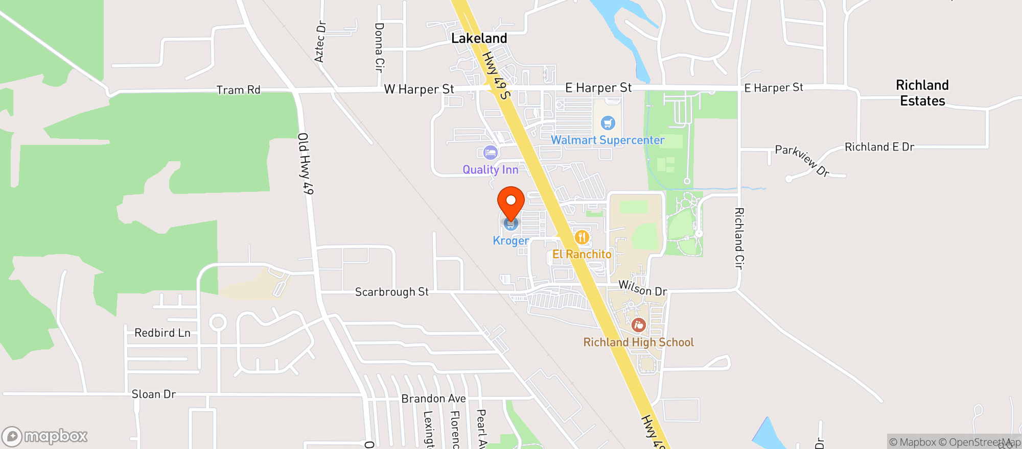 Map showing Kroger
