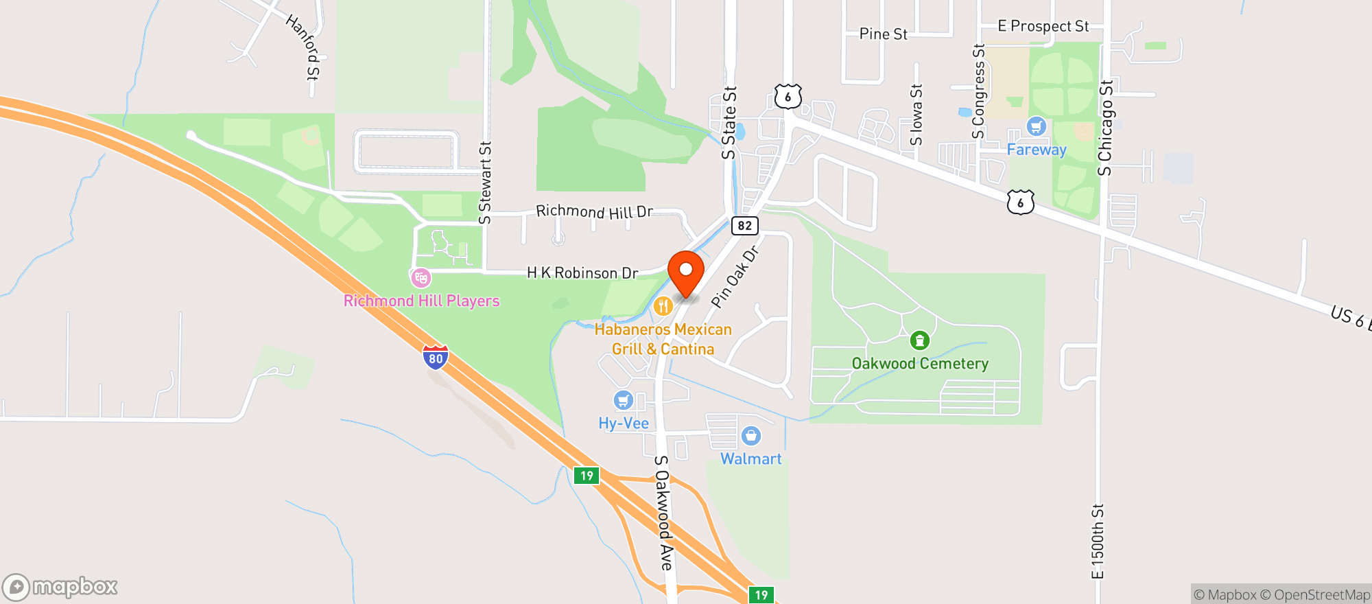 Map showing Habaneros Mexican Grill