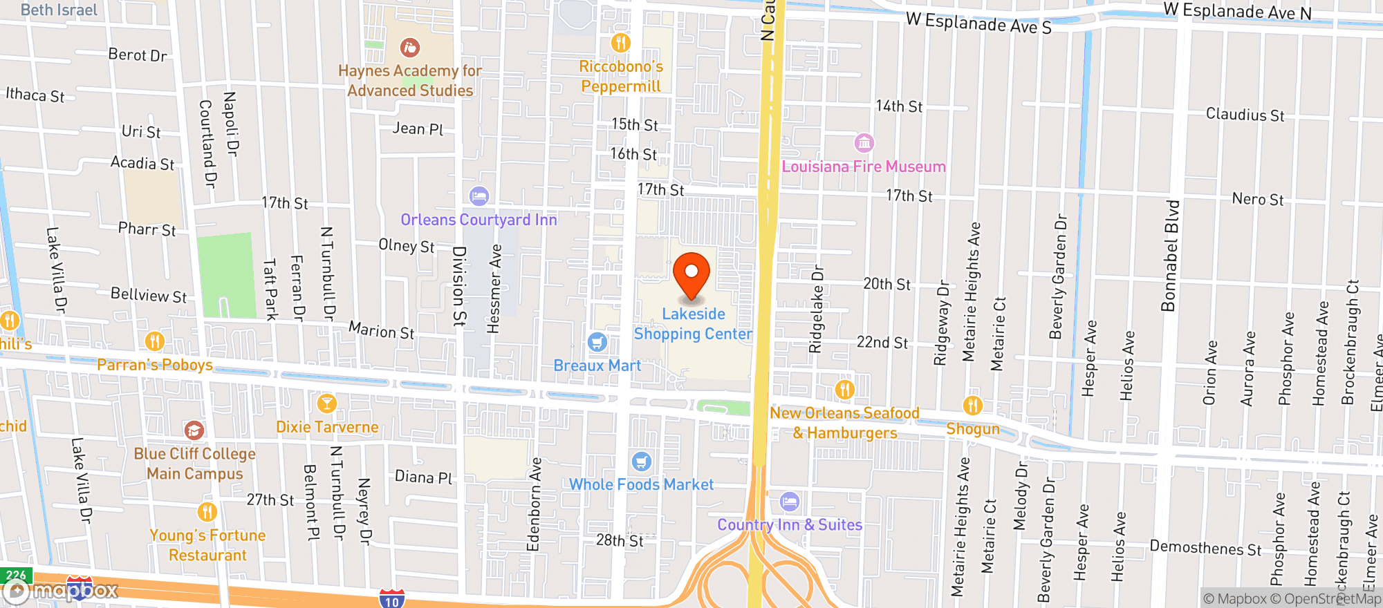 Map showing Cheesecake Factory