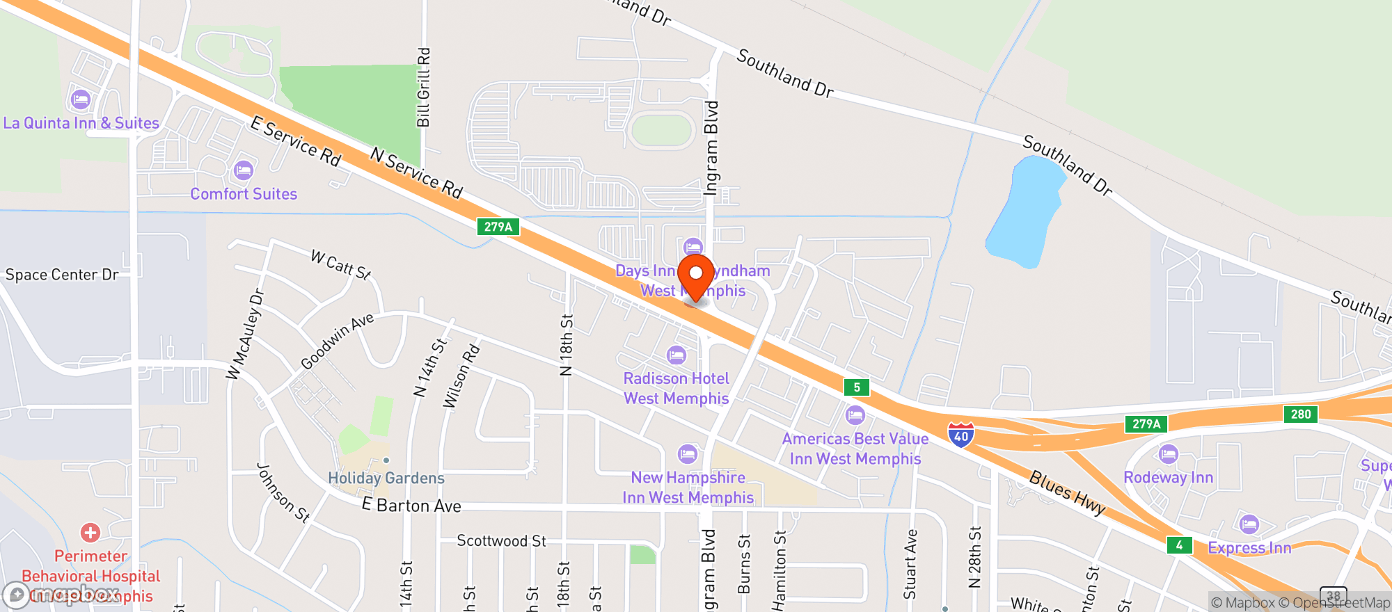 Map showing Greenlight - West Memphis