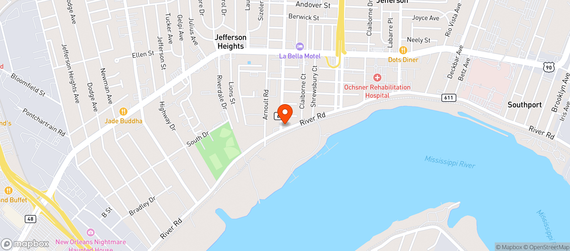 Map showing River Shack Tavern