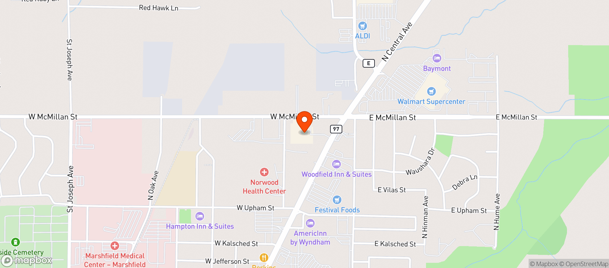 Map showing Target - Marshfield