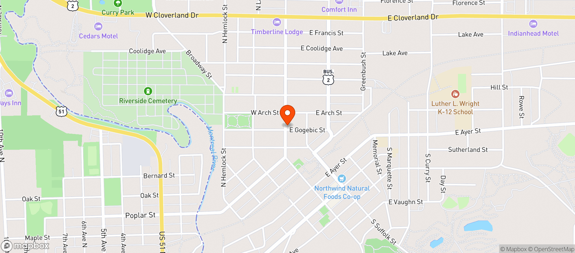 Map showing Brewsters Wellness cafe/ Ephemera Botanical Lounge and shoppe