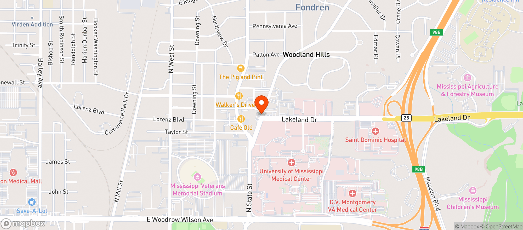 Map showing Fondren Public