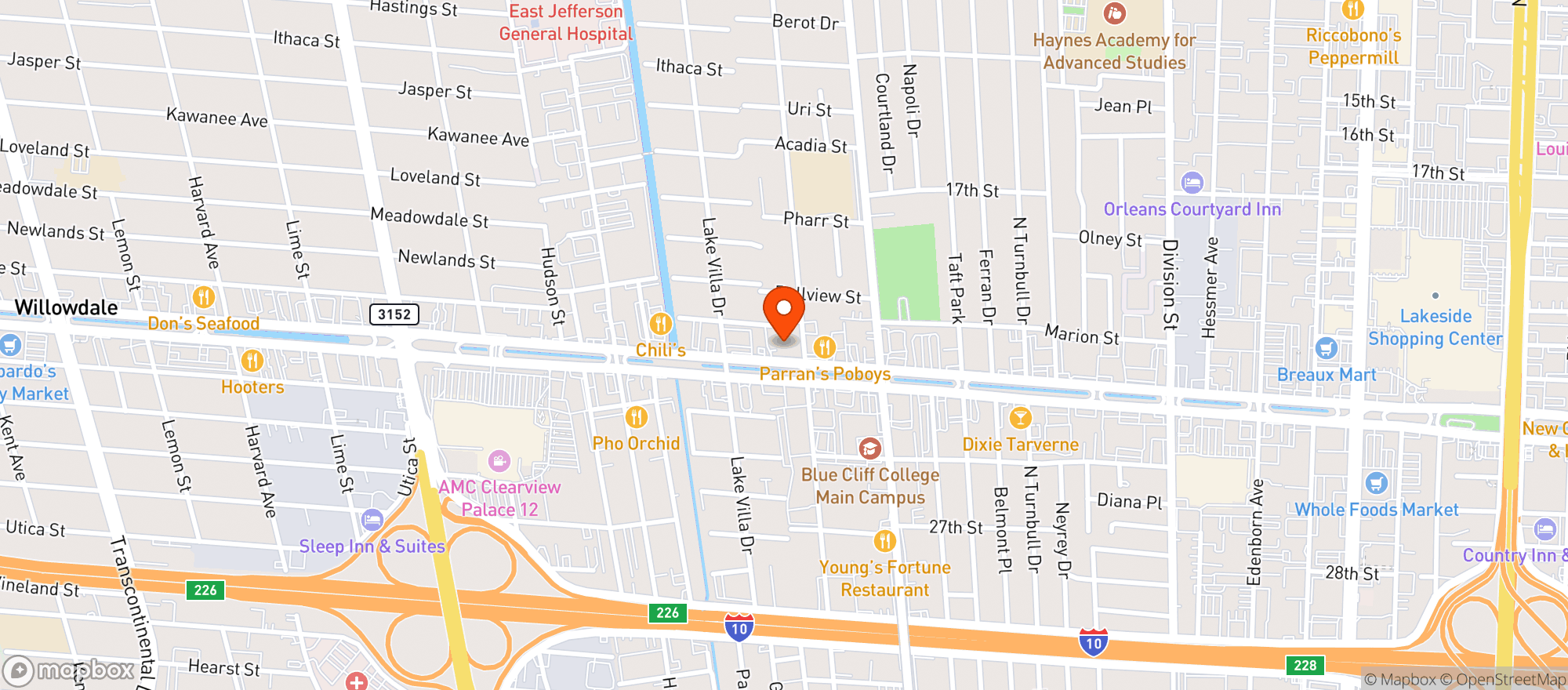 Map showing Vitamin Shoppe - Metairie