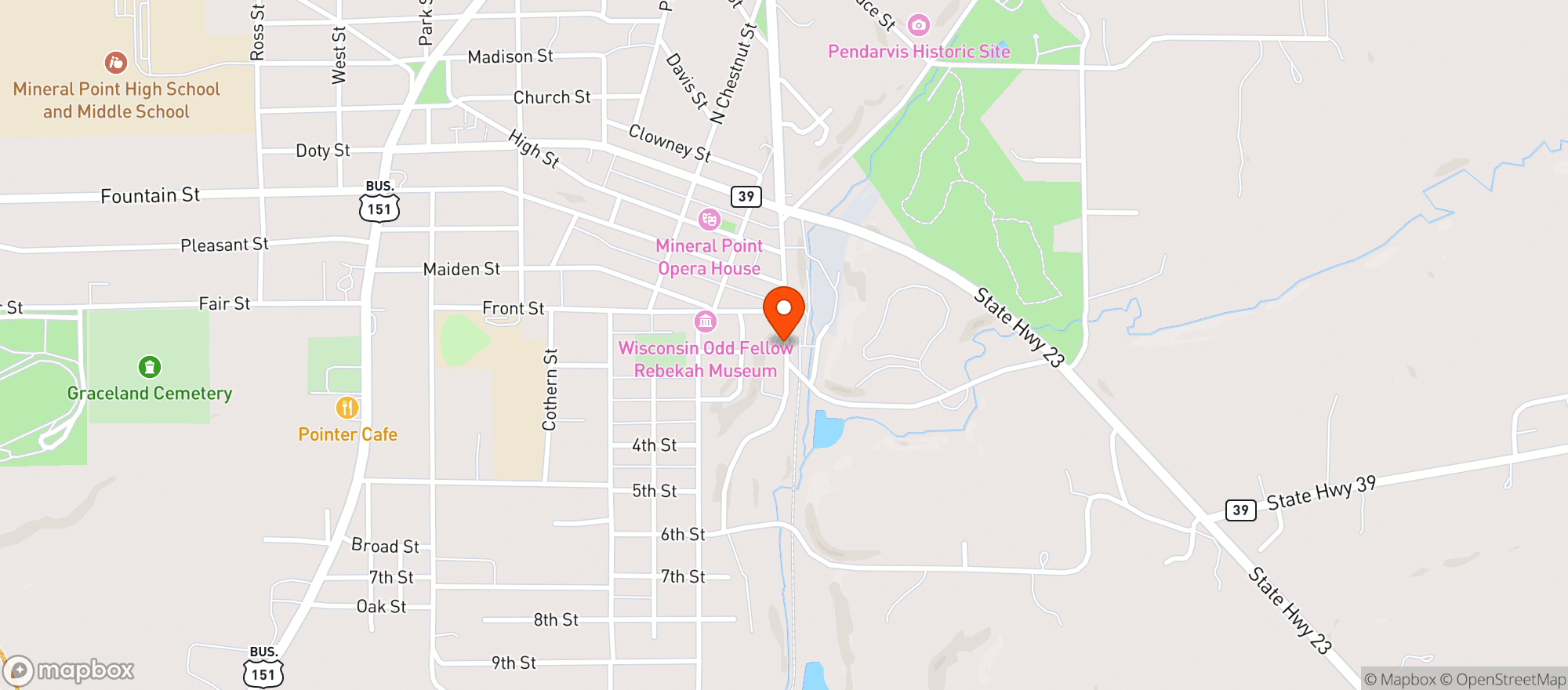 Map showing Cow Tippers Pub & Eatery