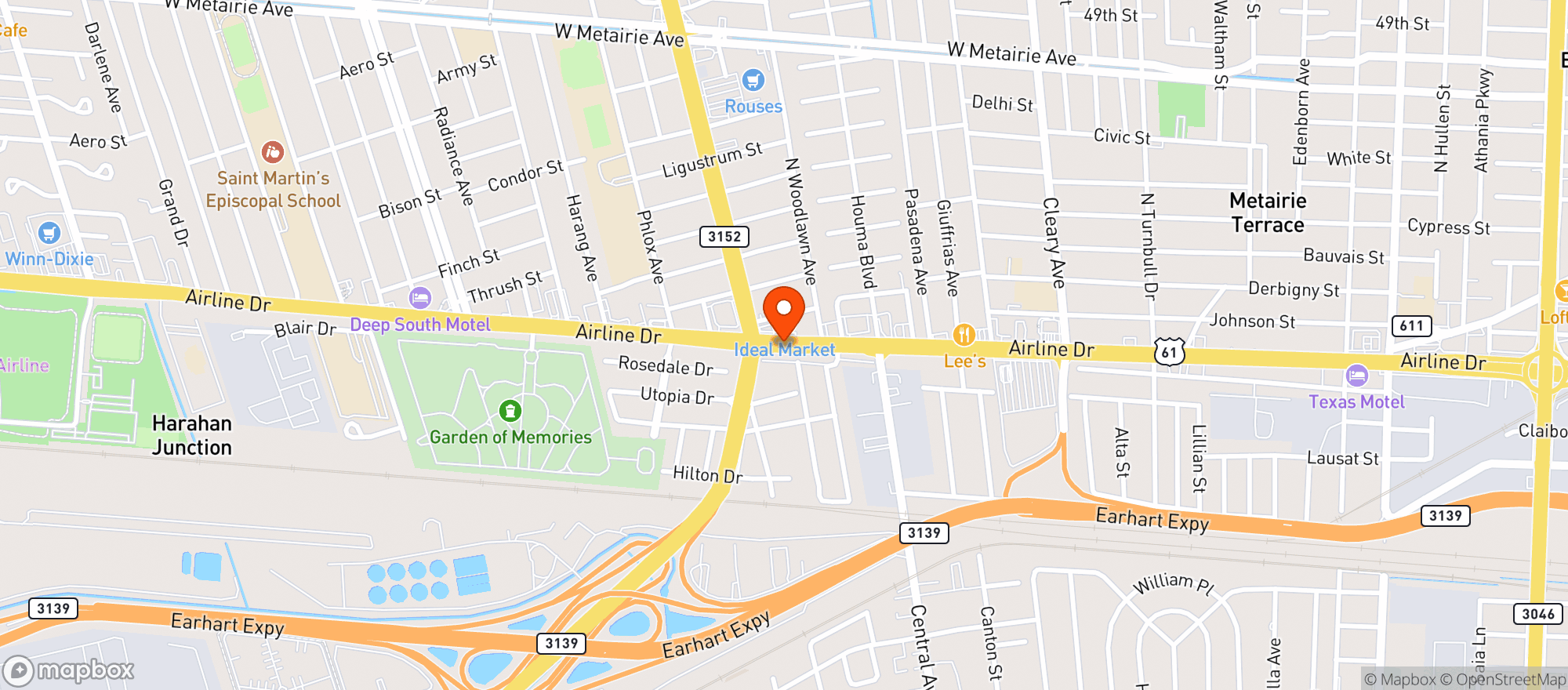 Map showing Ideal Market