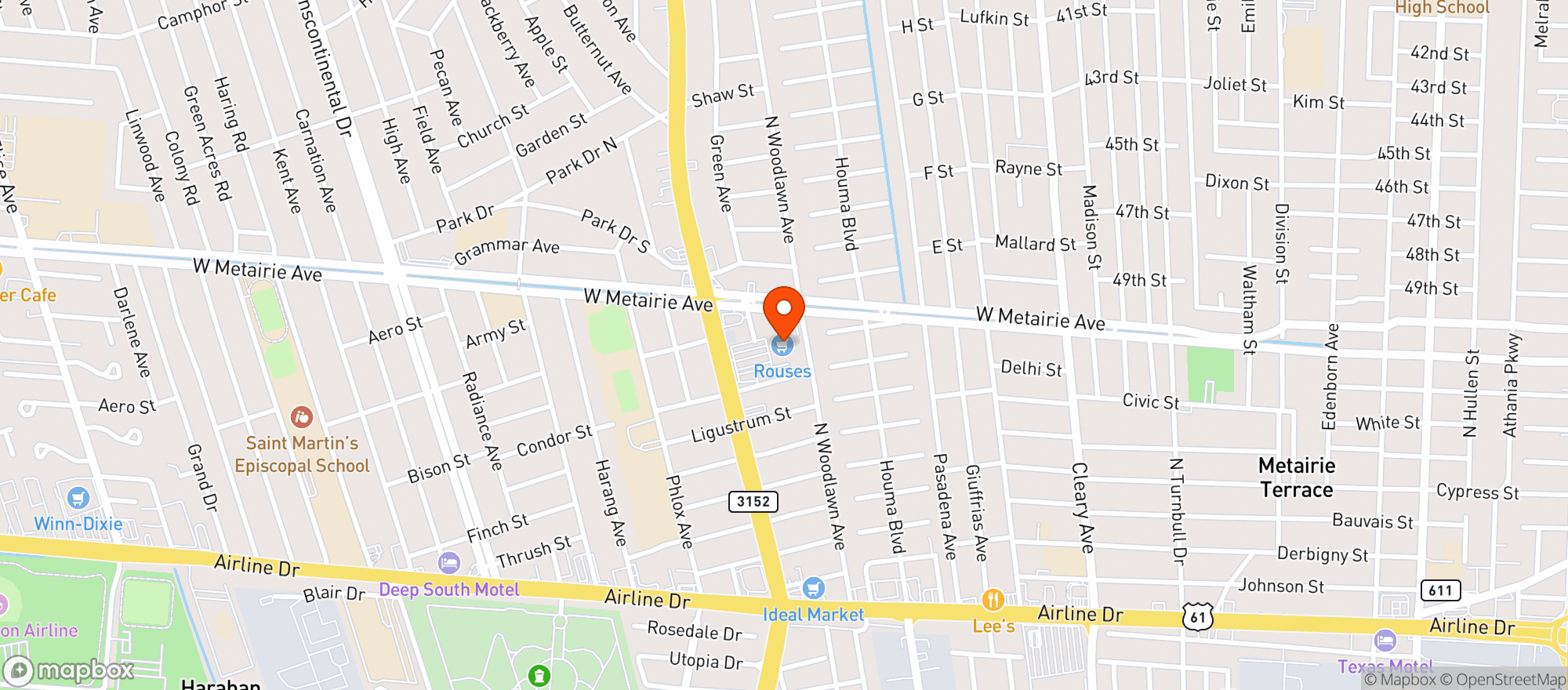Map showing Rouses