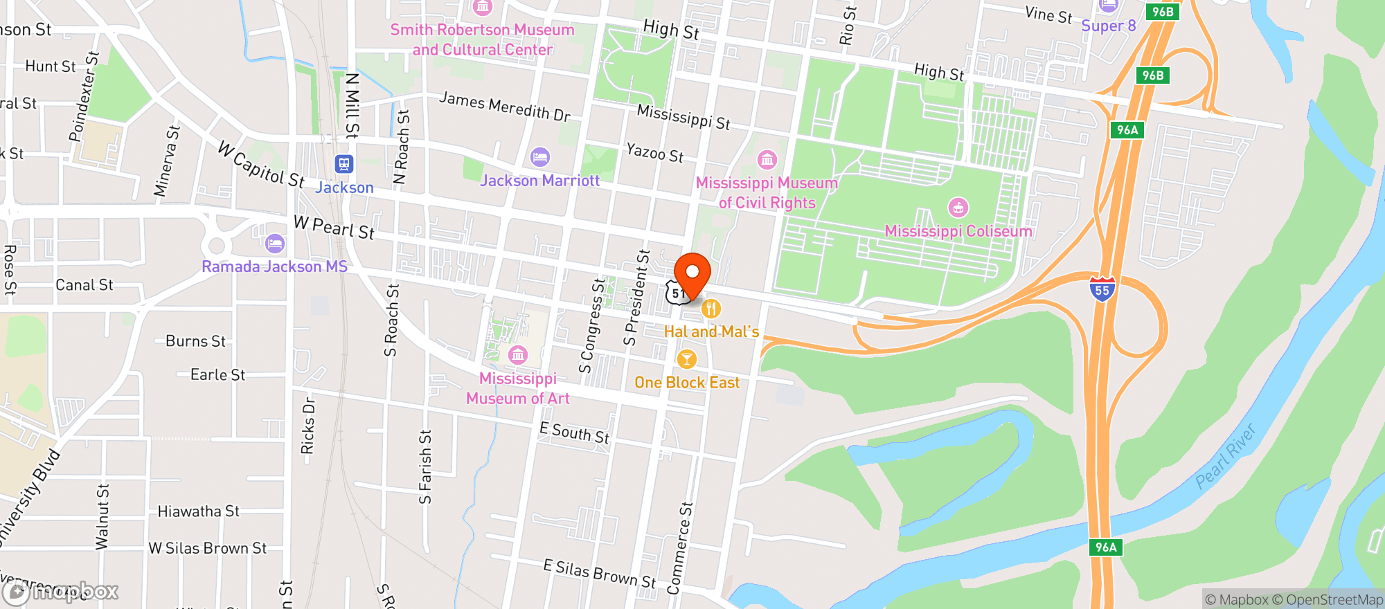 Map showing Martin S Restaurant & Lounge
