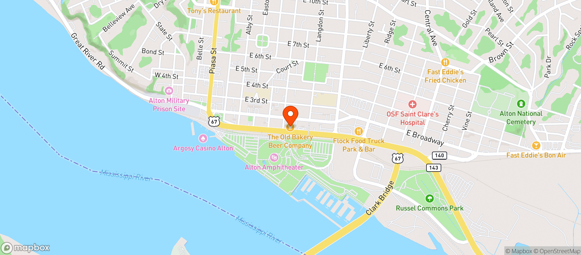 Map showing The Old Bakery Beer Company