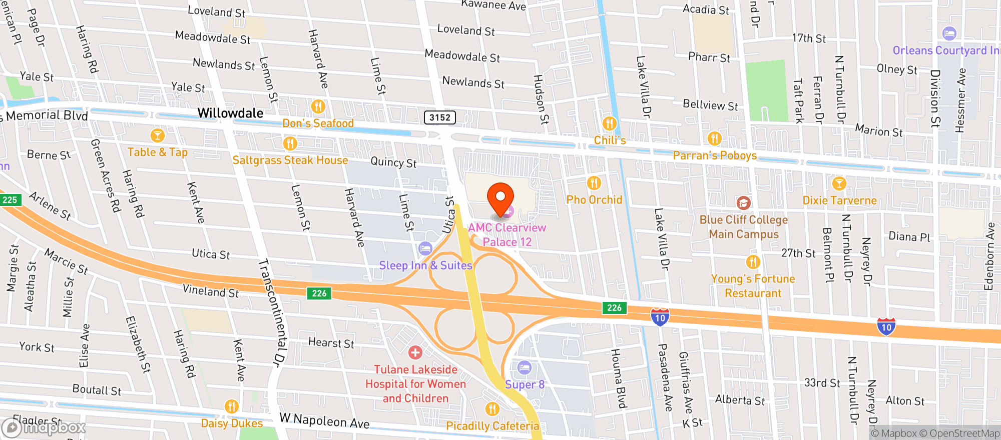 Map showing Amc Clearview Palace 12 #486