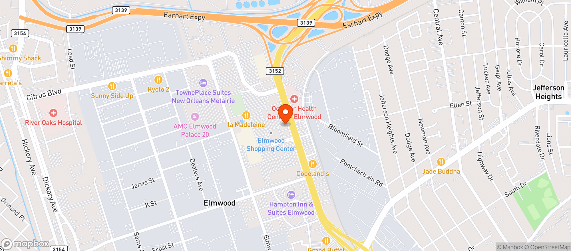 Map showing Gnc - 3350 - Elmwood Village Plaza