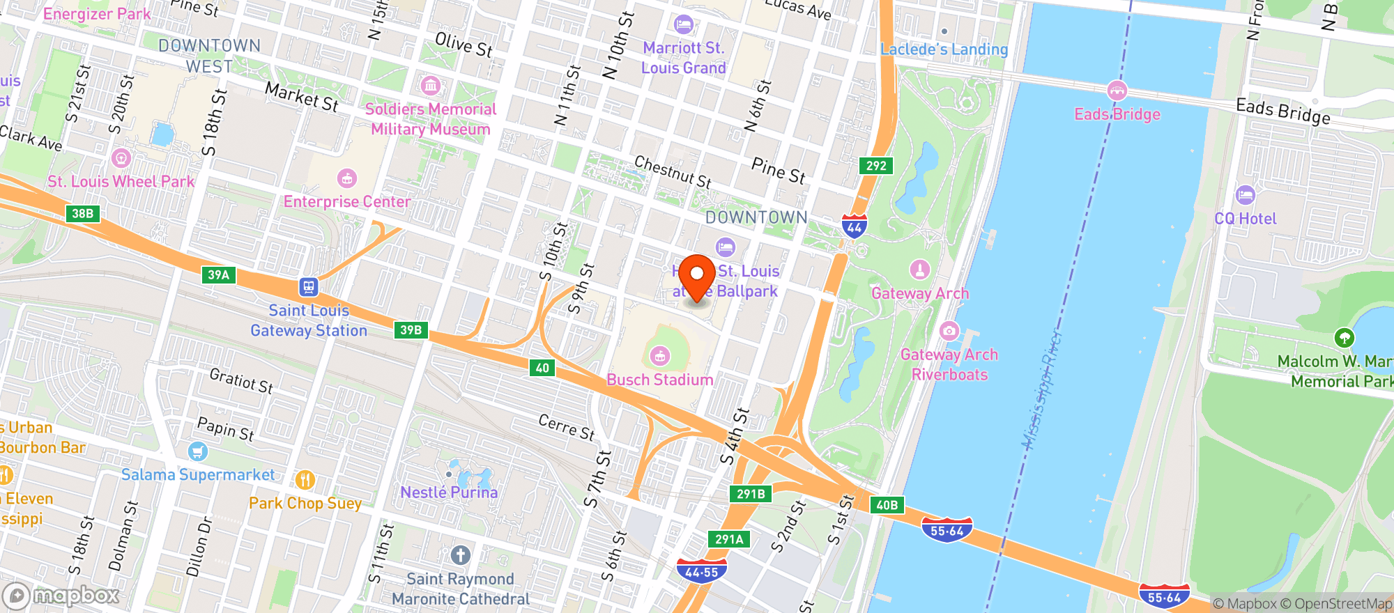 Map showing Budweiser Brew House