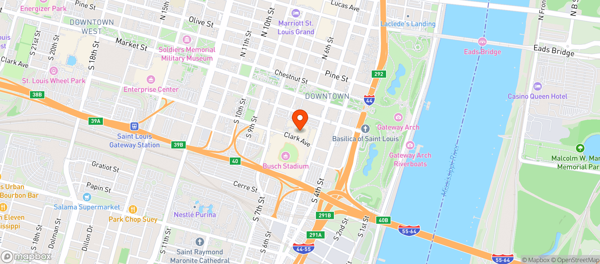 Map showing Cardinals Nation