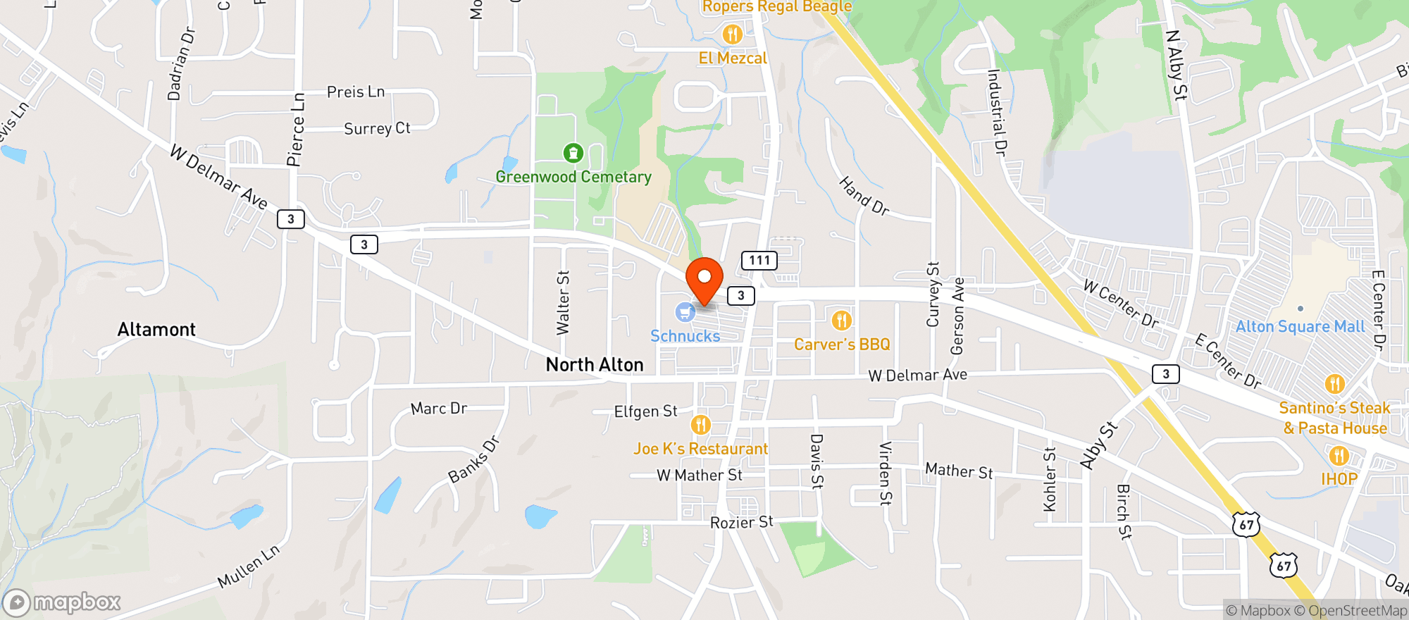 Map showing Schnucks #269 - Godfrey