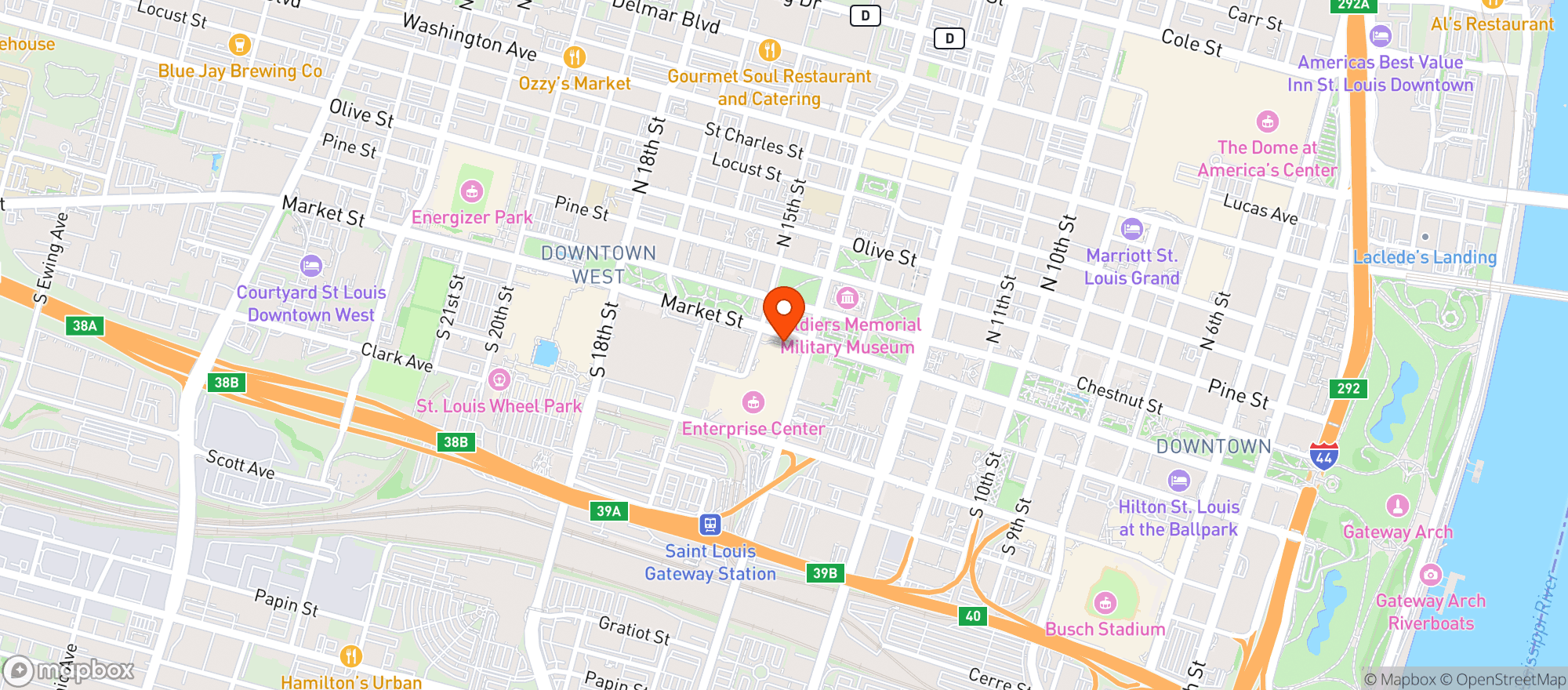 Map showing Stifel Theatre