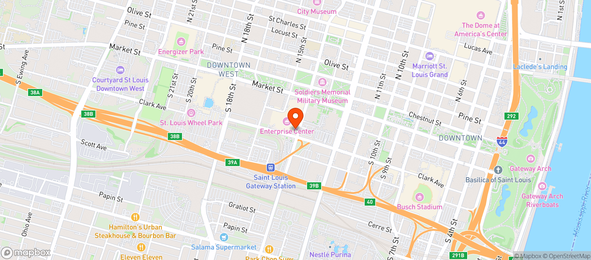Map showing Anheuser-busch Biergarten