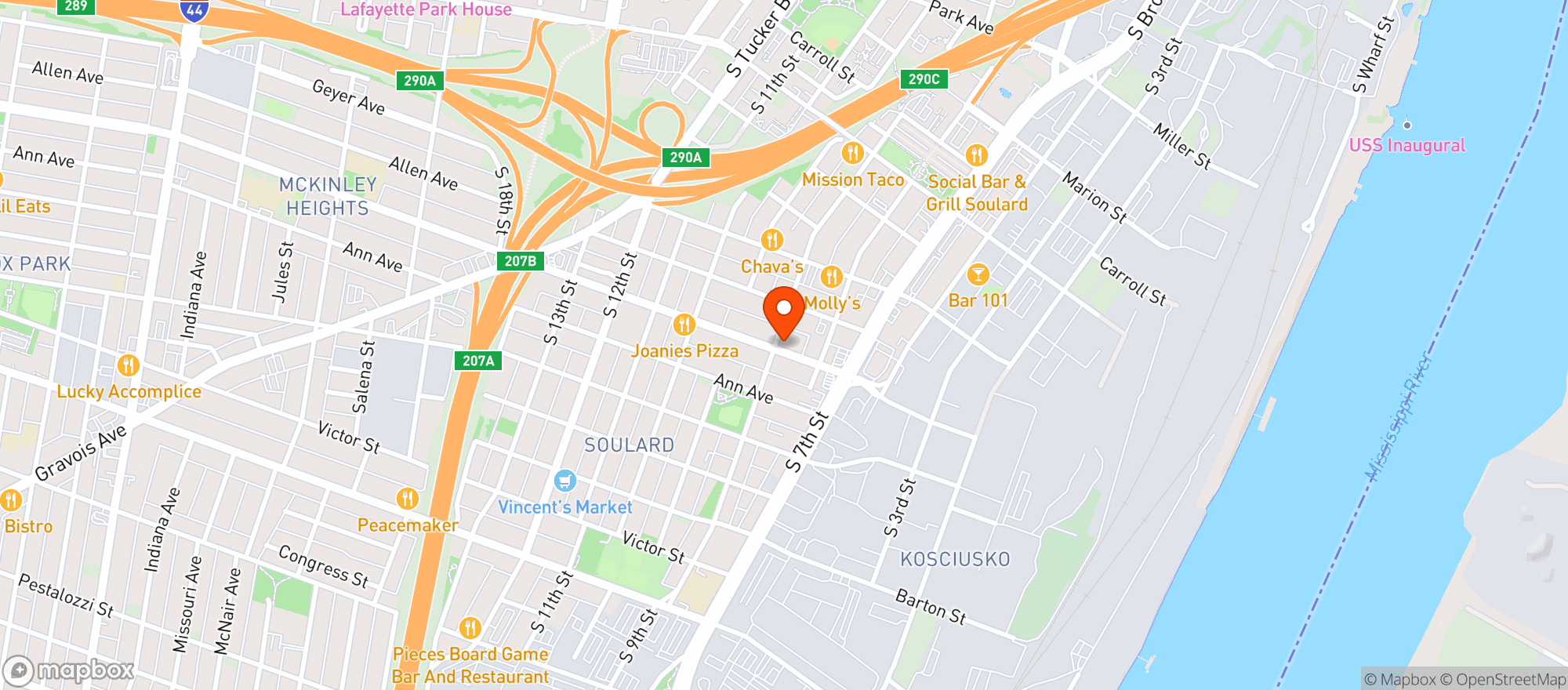 Map showing Hammerstones At 9th & Russell